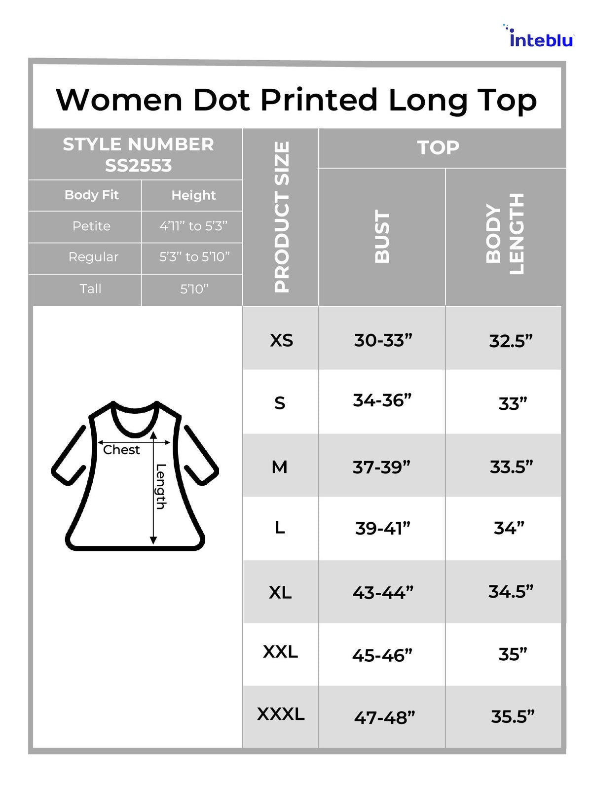 Women Harts Dot Printed Long Top| Black