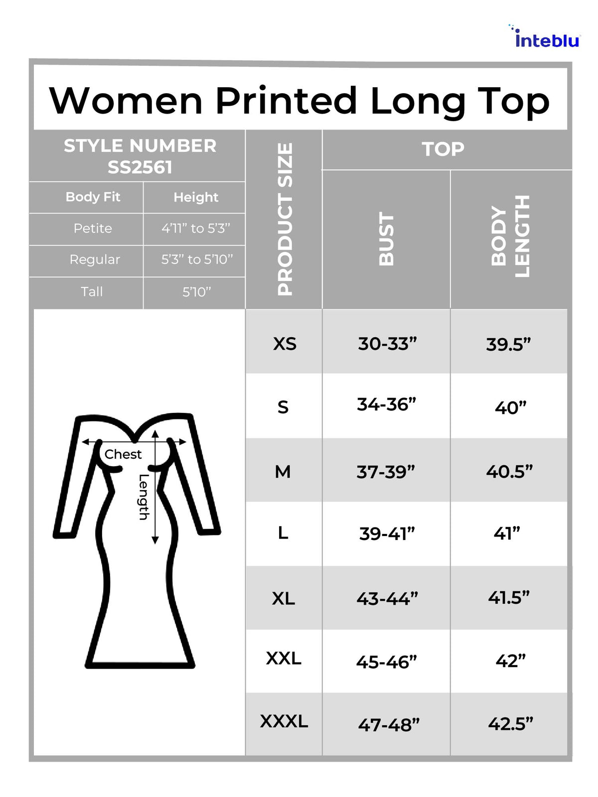 Women Black & Grey shades Printed Long Top| Black Shade