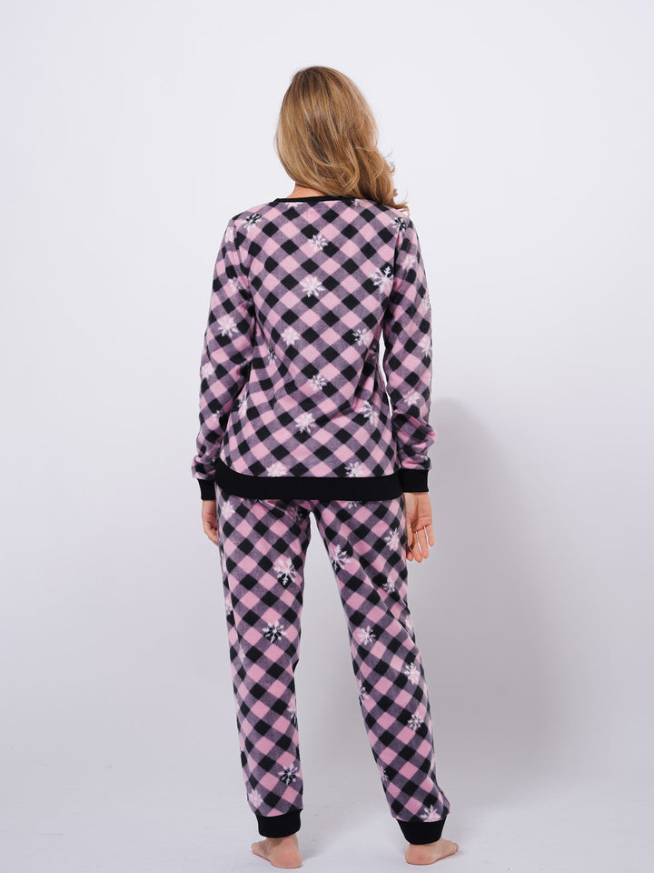 Classy Check Women Christmas Wear Pyjama Set - inteblu