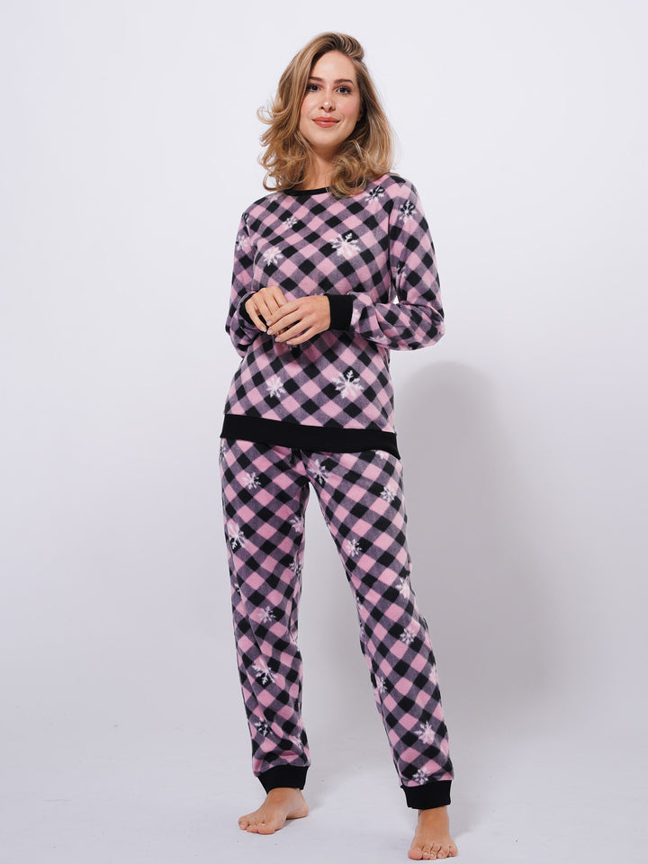 Classy Check Women Christmas Wear Pyjama Set - inteblu