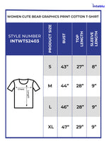 Women Cute Bear Print T-shirt with Short Sleeves and Round Neck
