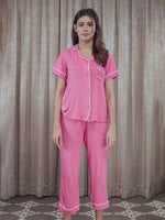 Women Printed Night Suit Set of Shirt & Pyjama, Night wear Dress -Inteblu™