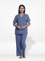 Women Solid Sleepwear Short Sleeve Pyjama Set-Inteblu™