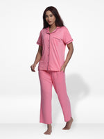 Women Solid Sleepwear Short Sleeve Pyjama Set -Inteblu™
