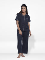 Women Solid Sleepwear Short Sleeve Pyjama Set -Inteblu™
