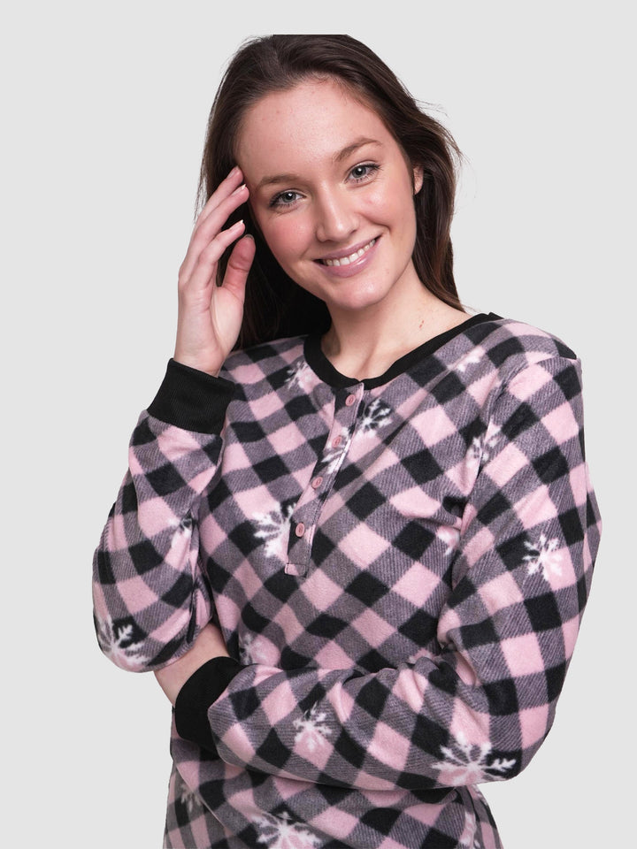 Classy Check Women Christmas Wear Pyjama Set - inteblu