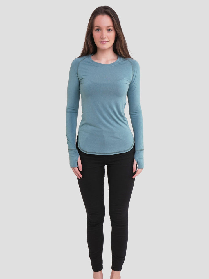 Loose Fit Quick Dry Long Sleeve Gym and Yoga Tops T-Shirt - inteblu