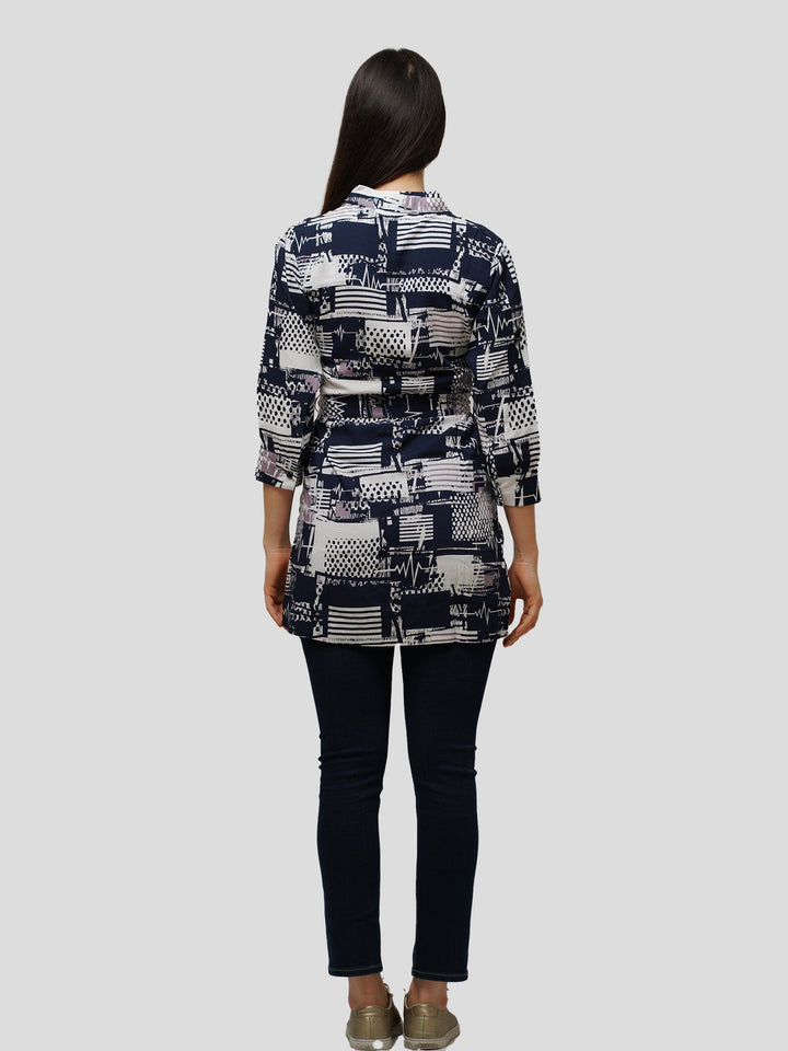 Navy Abstract print Shirt & tops with nice design. - inteblu