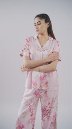 Women’s Short Sleeve Satin Sleepwear Set – Notch Collar 2 Piece Pajama Outfit | Comfy Nightwear, Soft Summer Lounge Set for Women
