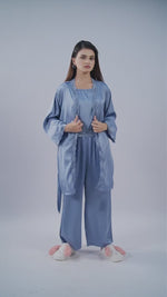 Women’s Satin 4 Piece Night Dress Set – Luxury Sleepwear | Soft Silky Comfortable Nightwear