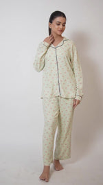 Women Light GreenSleepwear Long Sleeve Pyjama Set
