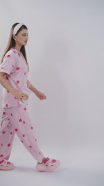 Women’s Printed Night Suit Set – Shirt & Pyjama | Soft Nightwear Dress, 2 Piece Sleepwear for Women, Comfortable Loungewear