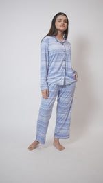 Women Velour Sleepwear Long Sleeve check print Pyjama Set