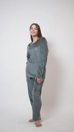 Women Velour Sleepwear Long Sleeve Pyjama Set