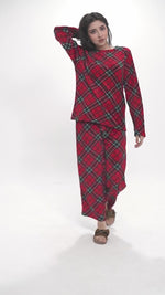Women’s RedStripe Printed Pyjama Set – Long Sleeve Top & Pants, Soft Comfortable Sleepwear, Cozy Winter Loungewear for Women