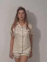 Women's Satin Notch collar Short Sleepwear Set |Satin Fabric