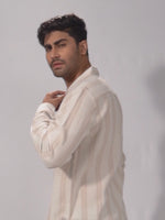 Men's Relaxed-Fit Full-Sleeve Casual Shirt Beige Stripes