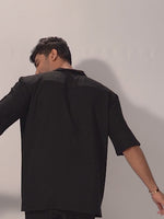 Men's Half-Sleeve Relaxed-Fit Casual Cuban Collar Shirt Black