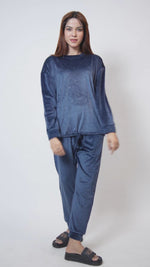 Women Velvety Sleepwear Long Sleeve Pyjama Set