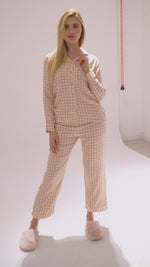WomenWarm White Check Printed Night Suit Set | Shirt pajama, Nightwear Dress