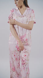 Women’s Short Sleeve Satin Sleepwear Set – Notch Collar 2 Piece Pajama Outfit | Comfy Nightwear, Soft Summer Lounge Set for Women
