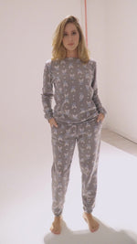 Micro Polar FleecePrint Women Sleepwear Long Sleeve Pyjama Set