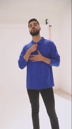 Men's Regular-Fit Long-Sleeve Player's Polo Shirt | Blue
