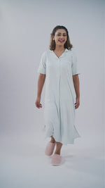 Women’s Notch Collar Long Top – Short Sleeve Casual Tunic | Stylish Everyday Wear Blouse