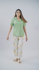 Women’s 2 Piece Printed Pajama Set – Shirt & Pyjama Nightwear | Soft Comfortable Sleepwear for Women
