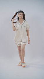 Women's Satin Notch collar Short Sleepwear Set |Satin Fabric
