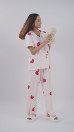 Women’s Printed Night Suit Set – Shirt & Pyjama | Soft Nightwear Dress, 2 Piece Sleepwear for Women, Comfortable Loungewear