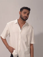 Men's Relaxed-Fit Half-Sleeve Casual Shirt White
