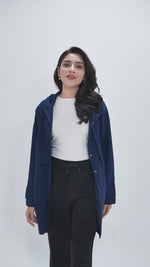 Women’s Soft Pastel Longline Hooded Jacket –Casual Outerwear with Snap Button Closure & Side Pockets