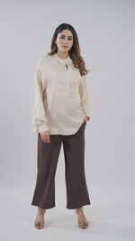 Women’s Satin Band Collar Top – Soft Shiny Blouse | Elegant Party & Everyday Wear