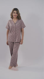 Women’s Printed Night Suit Set – Shirt & Pyjama | Soft Nightwear Dress, 2 Piece Sleepwear for Women, Comfortable Loungewear
