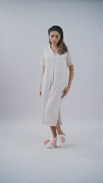 Women’s Notch Collar Long Top – Short Sleeve Casual Tunic | Stylish Everyday Wear Blouse