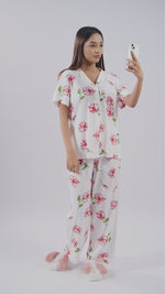 Women’s Printed Night Suit Set – Shirt & Pyjama | Soft Nightwear Dress, 2 Piece Sleepwear for Women, Comfortable Loungewear