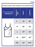 Women Floral Print Contrast Lace Sleep Dress
