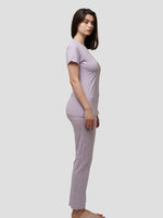 Women Crew Neck Cotton Short Sleeve Print Loungewear Pyjama Set - inteblu