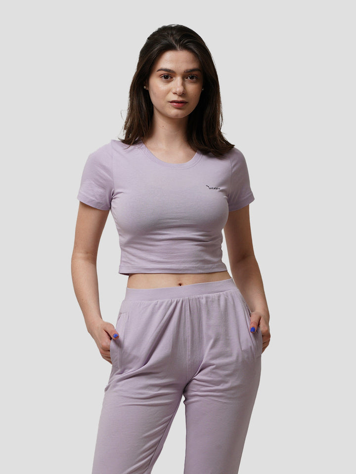 Women Crew Neck Crop Top - inteblu