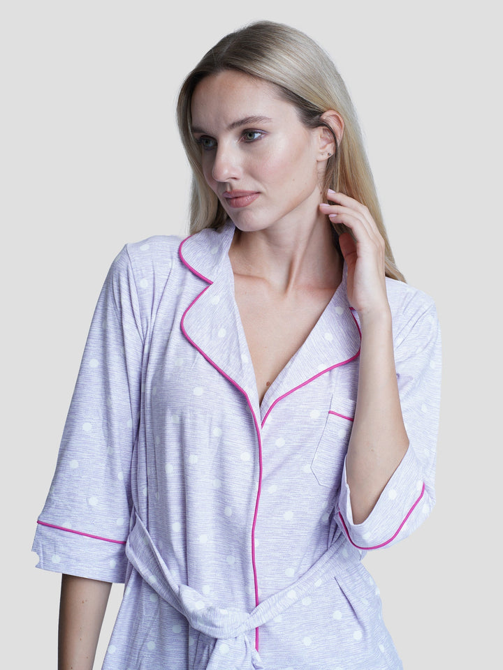 Women Dot Print Pajama set Sleepwear - inteblu