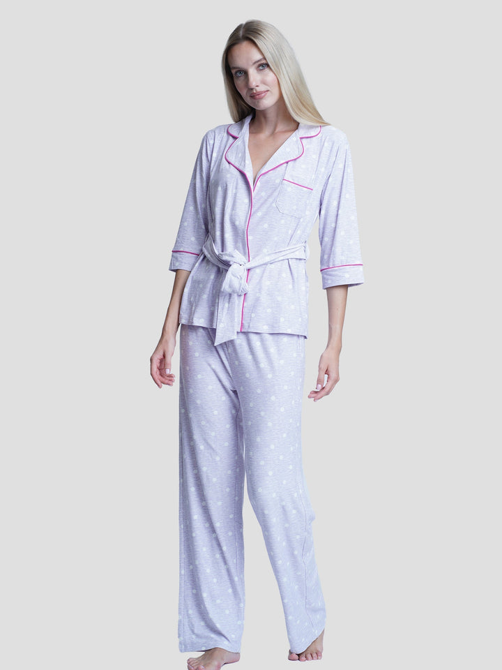 Women Dot Print Pajama set Sleepwear - inteblu